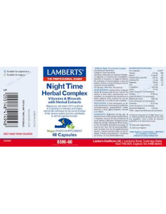 Night Time Herbal Complex 60 cápsulas Lamberts  Sueño natural 2