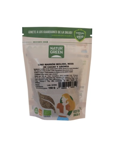 Semillas de Lino, Nibs de Cacao y Aronia Bio 150 g de Naturgreen