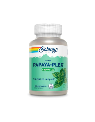 Papaya Plex -90 Comprimidos Masticables Sabor Piña de Solaray