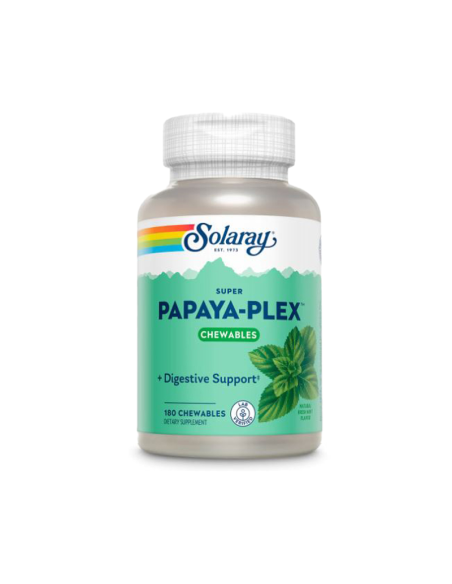 Papaya Plex -90 Comprimidos Masticables Sabor Piña de Solaray