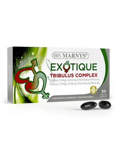 S-Exotique Tribulus Complex  Tribulus + Gingko Biloba + Ginseng + Vitamina E  30 Cápsulas  Marnys