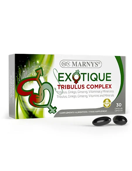 S-Exotique Tribulus Complex  Tribulus + Gingko Biloba + Ginseng + Vitamina E  30 Cápsulas  Marnys