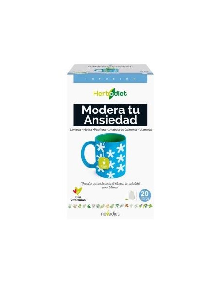 Pack 3x2 Herbodiet Modera Tu Ansiedad Envase de 20 bolsitas filtro de 1,5 g. de Novadiet