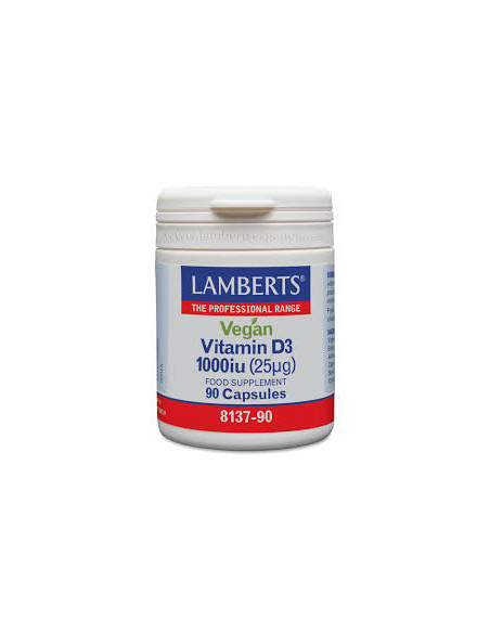 Pack 2 Uds. Vitamina D3 Vegana 1000 UI (25 µg) 90 Caps. de Lamberts