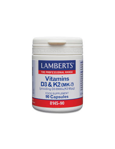 Pack 2 Uds. Vitamina D3 (2000 UI) + K2 (como MK-7) (90 µg) 90 Caps.  de Lamberts