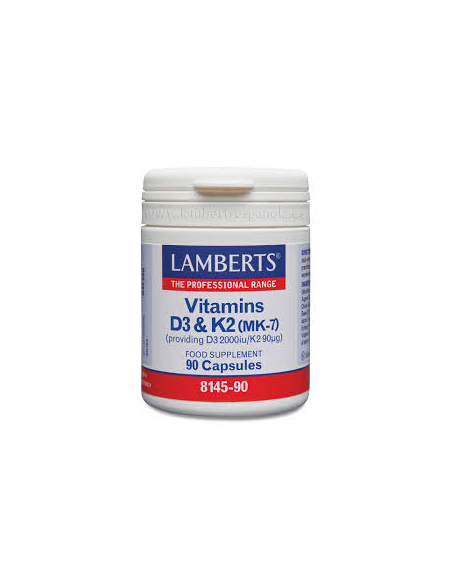 Pack 2 Uds. Vitamina D3 (2000 UI) + K2 (como MK-7) (90 µg) 90 Caps.  de Lamberts