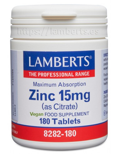 Pack 2 Uds. Zinc 15 mg (Como citrato) 180 Tabs. de Lamberts