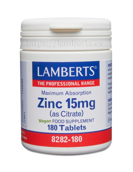 Pack 2 Uds. Zinc 15 mg (Como citrato) 180 Tabs. de Lamberts
