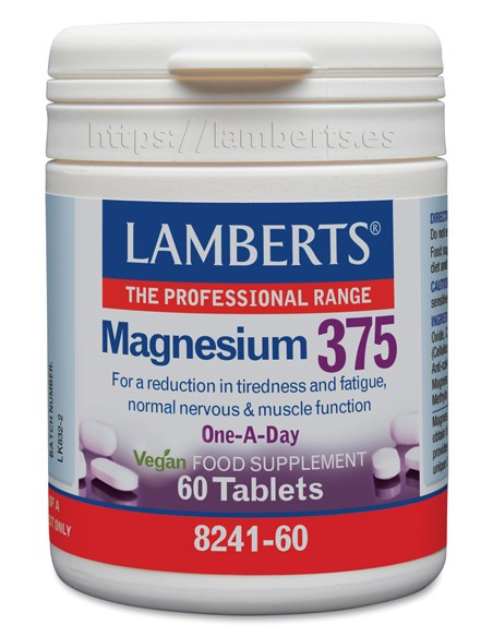 Pack 2 Uds. Magnesio 375 mg por tableta 60 Tabs. de Lamberts