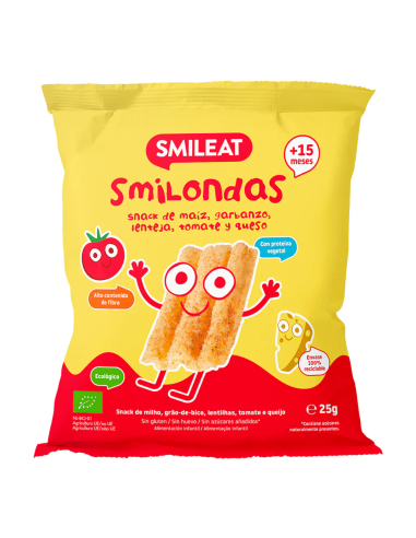 Smilondas Tomate Y Queso Bio, 25 G de Smileat