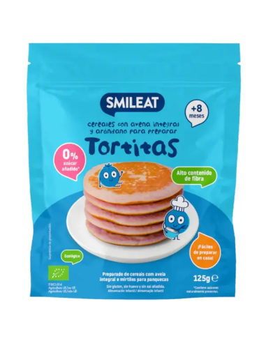 Mix Tortitas Avena Integral Y Arándanos Bio, 125G de Smileat