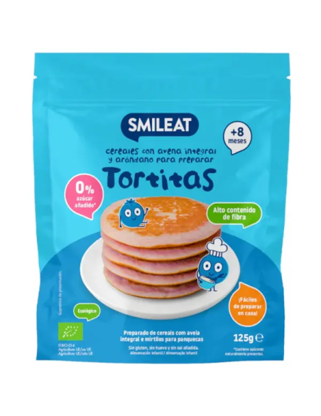 Mix Tortitas Avena Integral Y Arándanos Bio, 125G de Smileat