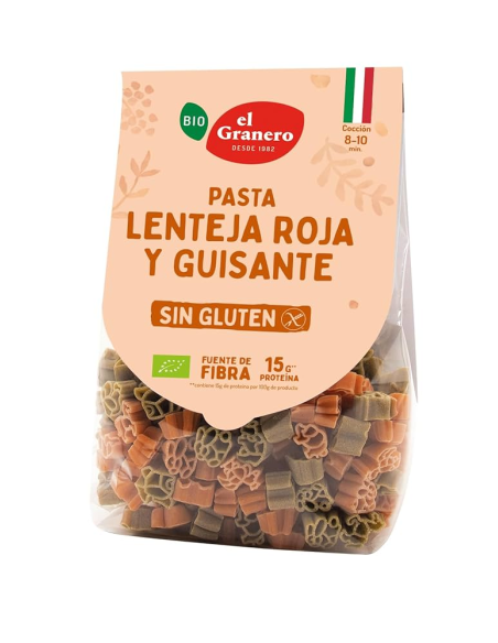 Pasta Lenteja Y Guisantes Animales Sin Gluten Bio, 250 G de El Granero Integral