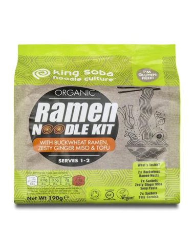 Kit De Noodels Ramen (T. Sarraceno, Jengibre, Miso Y Tofu) Sin Gluten Bio, 190 G de King Soba