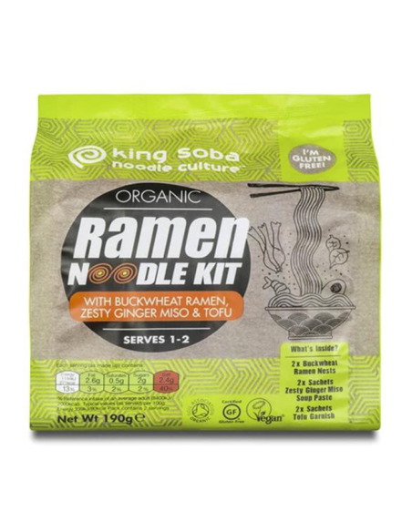 Kit De Noodels Ramen (T. Sarraceno, Jengibre, Miso Y Tofu) Sin Gluten Bio, 190 G de King Soba