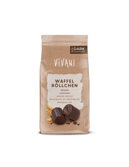 Barquillos Con Chocolate Negro Con Un 52% De Chocolate Negro Bio, 125 G de Vivani