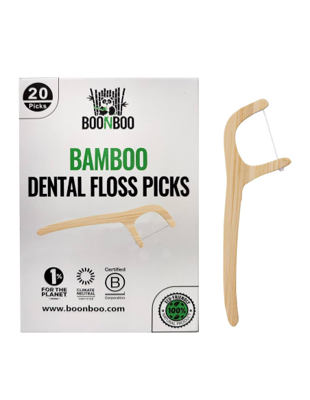 Hilo dental con soporte de bambú "dental floss sticks", 20 ud de Hydrophil