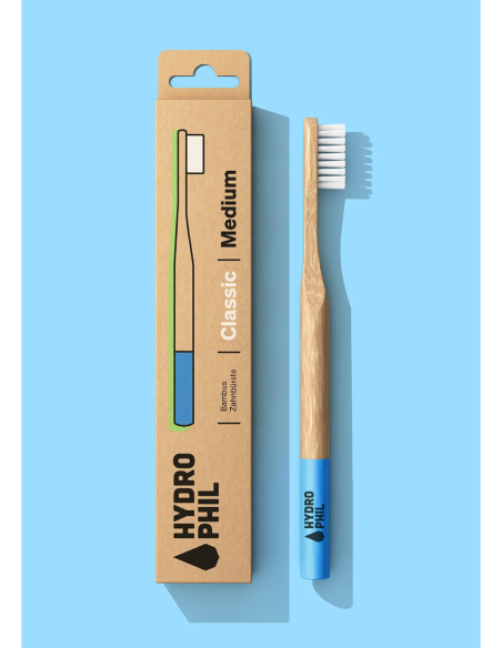 Cepillo dientes bambú Clásico medium, color natural/ océano Atlántico de Hydrophil