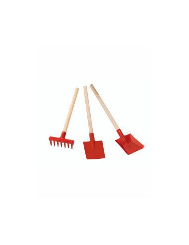 Set de jardinería niños, (pala, recogedor, rastrillo), rojo de Redecker