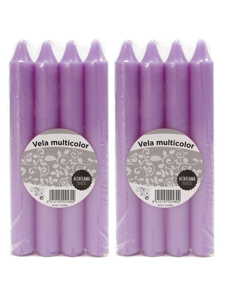 Velas violetas de estearina Eco, 12ud de Blue