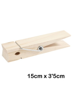 Pinza de madera grande 15x3.5 cm Ecodis resistente y natural