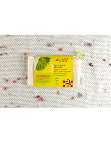 Bolsas de algodón ecológico GOTS para productos a granel, XL, 3x(40x40cm) de Ah! Table!