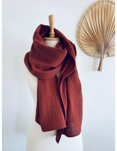 Bufanda de algodón ecológico (GOTS), terracota, 210x50cm** de By Venga