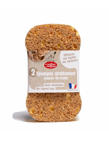 Esponja estropajo con cáscaras de nueces, 2ud de La Droguerie Écologique