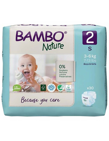 Pañal Talla 2, 3-6 Kg ,30ud, Bambo Nature de Bambo Nature