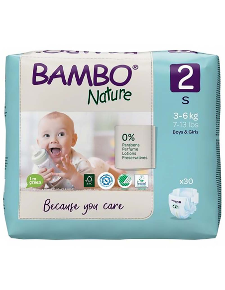 Pañal Talla 2, 3-6 Kg ,30ud, Bambo Nature de Bambo Nature