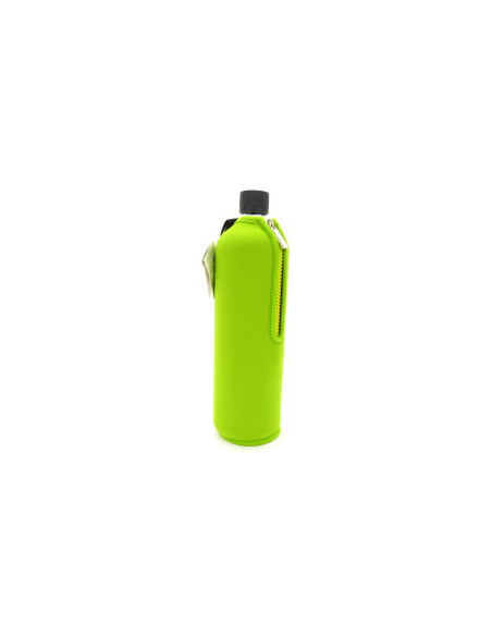 Botella de vidrio 700ml con funda neopreno verde Biodora