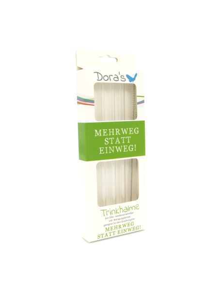 Pajitas de vidrio borosilicato 6 unidades con cepillo 20 cm