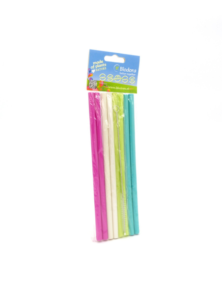Pajitas biodegradables con cepillo 8 unidades Biodora