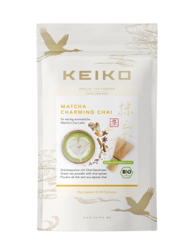 Matcha Charming Chai, con hoja de morus y especies de la India, 50g de Keiko
