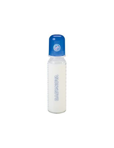 Biberón vidrio borosilicato, tetina silicona, 240ml de Novatex