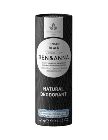 Desodorante Urban Black, envase de cartón (sin plástico), 40g de Ben&Anna