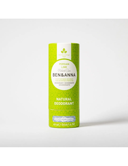 Desodorante Persian Lime, envase de cartón (sin plástico), 40g de Ben&Anna