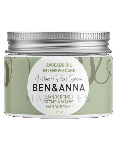 Crema de manos Intensive Care con aceite de aguacate, tarro de cristal, 30ml de Ben&Anna