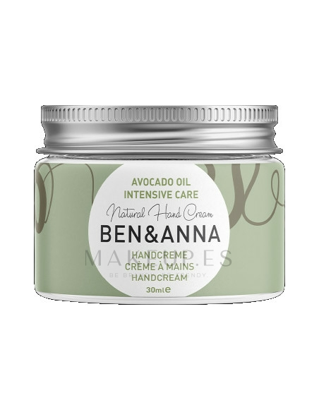 Crema de manos Intensive Care con aceite de aguacate, tarro de cristal, 30ml de Ben&Anna