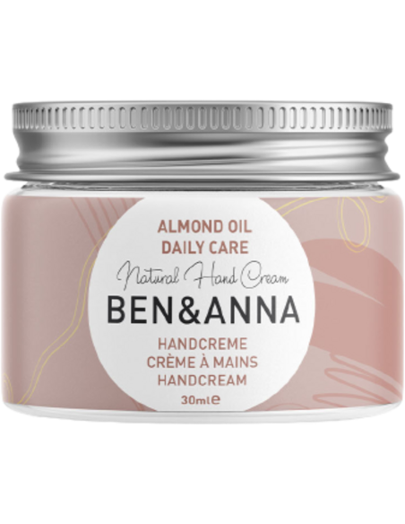 Crema de manos Daily Care con aceite de almendra, tarro de cristal, 30ml de Ben&Anna
