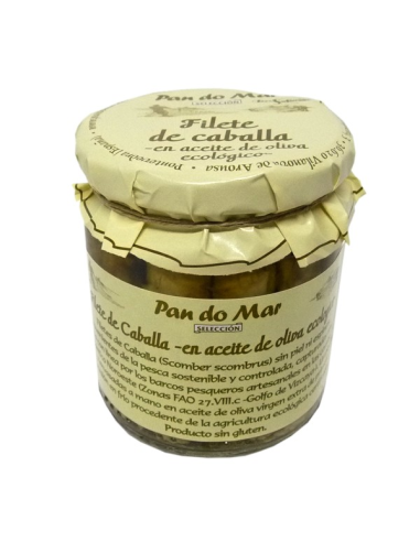 Filete de caballa en Aceite oliva ecológico, 220g neto de Pan Do Mar