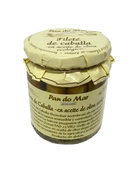 Filete de caballa en Aceite oliva ecológico, 220g neto de Pan Do Mar