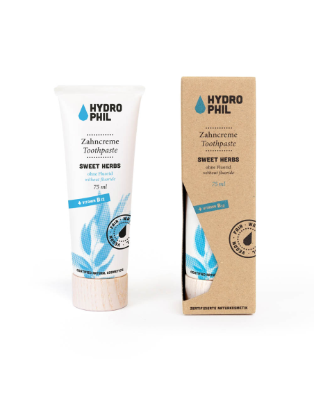 Dentífrico hierba dulce con B12, sin fluor, 75ml de Hydrophil