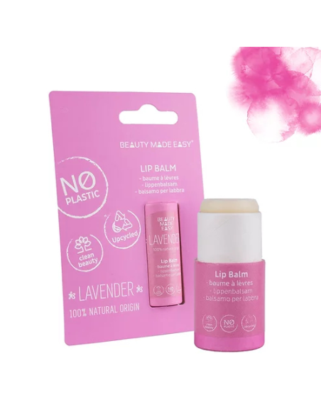 Bálsamo labial lavander/lavanda, con cera de abeja ecologíca, sin plástico, 6g de Beauty Made Easy