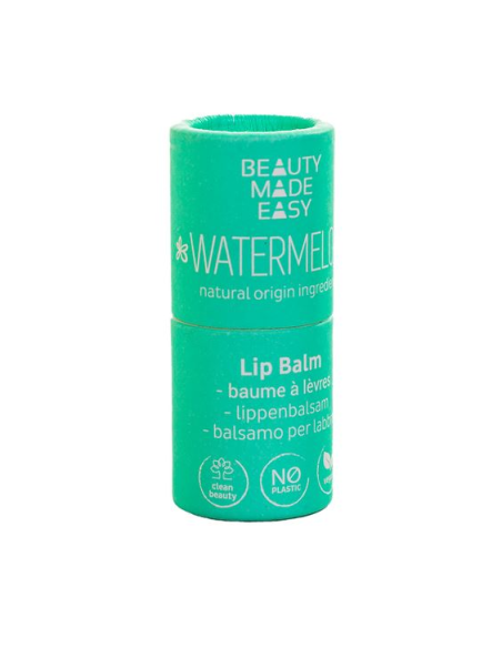 Bálsamo labial watermelon/sandia, vegano, sin plástico, 6g de Beauty Made Easy