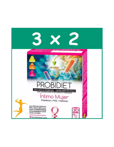 Pack 3x2 Probidiet Intimo Mujer Envase de 30 cápsulas gastrorresistentes. de Novadiet