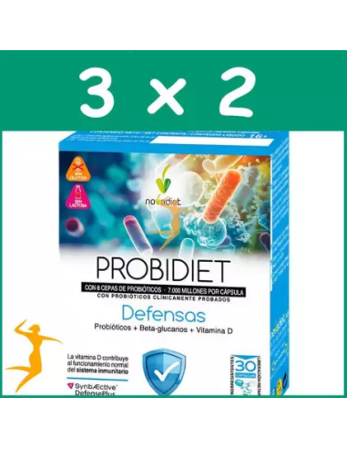 Pack 3x2 Probidiet Defensas Envase de 30 cápsulas gastrorresistentes. de Novadiet
