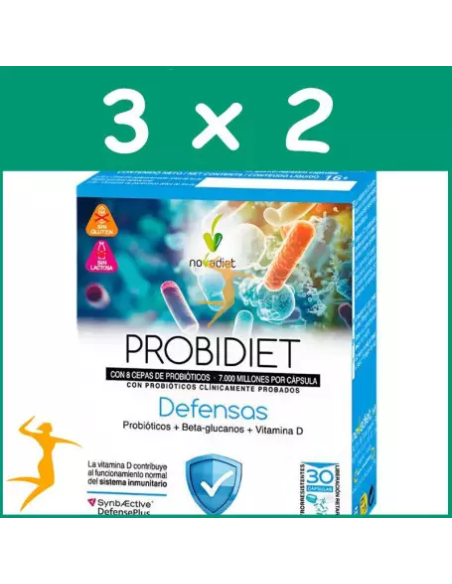 Pack 3x2 Probidiet Defensas Envase de 30 cápsulas gastrorresistentes. de Novadiet