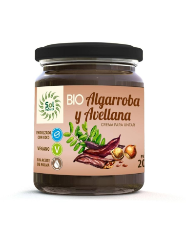 Pack 6 Crema Bio Algarroba y Avellana Solnatural 200 g