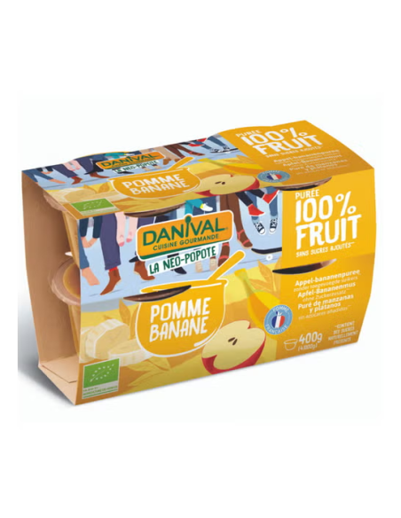 Pack 4 Purés De Manzana Y Plátano Bio, 400 G de Danival